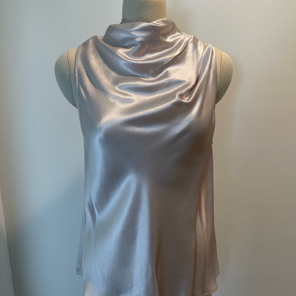 New Zara silk creme high neck blouse